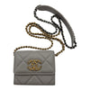 シャネル CHANEL CHANEL19 フラップコインパース AP1787 31番台 グレー ゴールド/シルバー金具 シャイニーラムスキン レディース ショルダーバッグ