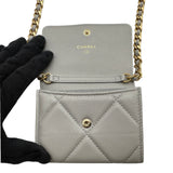 シャネル CHANEL CHANEL19 フラップコインパース AP1787 31番台 グレー ゴールド/シルバー金具 シャイニーラムスキン レディース ショルダーバッグ
