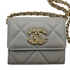 シャネル CHANEL CHANEL19 フラップコインパース AP1787 31番台 グレー ゴールド/シルバー金具 シャイニーラムスキン レディース ショルダーバッグ