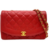 シャネル CHANEL ダイアナ25 A01165 2番台 レッド ゴールド金具 キャビアスキン レディース ショルダーバッグ