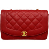 シャネル CHANEL ダイアナ25 A01165 2番台 レッド ゴールド金具 キャビアスキン レディース ショルダーバッグ