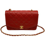 シャネル CHANEL ダイアナ25 A01165 2番台 レッド ゴールド金具 キャビアスキン レディース ショルダーバッグ