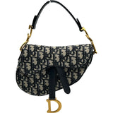 クリスチャン・ディオール Christian Dior ミニサドルバッグ ネイビー オブリーク/ジャガード レディース ハンドバッグ