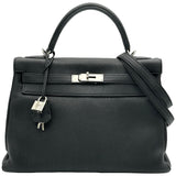 エルメス HERMES ケリー32 内縫い T刻印 ブラック シルバー金具 トゴ レディース ショルダーバッグ