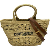 クリスチャン・ディオール Christian Dior パニエシャポー ベージュ ラフィア レディース ショルダーバッグ