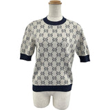 グッチ GUCCI GG総柄ラメジャガード半袖ニットセーター 692717 ホワイト コットン レディース セーター