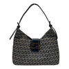 フェンディ FENDI ズッキーノ ハーフムーンバッグ ブルー ナイロンジャガード/レザー レディース ショルダーバッグ