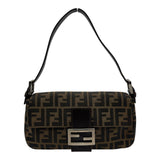 フェンディ FENDI ズッカ マンマバケット ブラウン ナイロンジャガード/レザー レディース ショルダーバッグ
