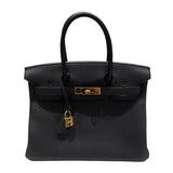 エルメス HERMES バーキン30 K刻 ブラック　ゴールド金具 トゴ レディース ハンドバッグ