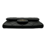 シャネル CHANEL クラシックフラップカードケース AP0214 ブラック ゴールド金具 キャビアスキン レディース カードケース