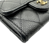 シャネル CHANEL クラシックフラップカードケース AP0214 ブラック ゴールド金具 キャビアスキン レディース カードケース