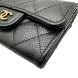 シャネル CHANEL クラシックフラップカードケース AP0214 ブラック ゴールド金具 キャビアスキン レディース カードケース