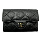 シャネル CHANEL クラシックフラップカードケース AP0214 ブラック ゴールド金具 キャビアスキン レディース カードケース