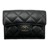 シャネル CHANEL スモールフラップウォレット AP0230 ブラック ゴールド金具 キャビアスキン レディース 三つ折り財布