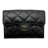 シャネル CHANEL スモールフラップウォレット AP0230 ブラック ゴールド金具 キャビアスキン レディース 三つ折り財布