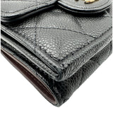 シャネル CHANEL スモールフラップウォレット AP0230 ブラック ゴールド金具 キャビアスキン レディース 三つ折り財布