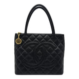 シャネル CHANEL 復刻トート A01804 8番台 ブラック ゴールド金具 キャビアスキン レディース トートバッグ