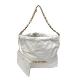 シャネル CHANEL CHANEL22 スモールバッグ AS3260 ホワイト　ゴールド金具 シャイニーカーフ レディース ショルダーバッグ