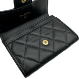 シャネル CHANEL マトラッセ フラップカードケース AP0214 ブラック ゴールド金具 ラムスキン レディース