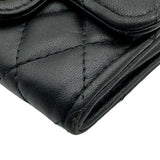 シャネル CHANEL マトラッセ フラップカードケース AP0214 ブラック ゴールド金具 ラムスキン レディース