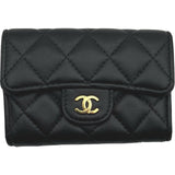 シャネル CHANEL マトラッセ フラップカードケース AP0214 ブラック ゴールド金具 ラムスキン レディース