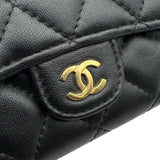 シャネル CHANEL マトラッセ フラップカードケース AP0214 ブラック ゴールド金具 ラムスキン レディース
