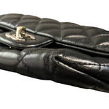 シャネル CHANEL マトラッセフラップベルトバッグ ブラック シルバー金具 ラムレザー レディース ショルダーバッグ