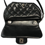 シャネル CHANEL マトラッセフラップベルトバッグ ブラック シルバー金具 ラムレザー レディース ショルダーバッグ