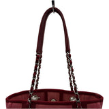 シャネル CHANEL ドーヴィル チェーントートPM A66939 15番台 レッド シルバー金具 コットン レディース トートバッグ