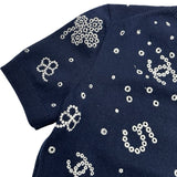 シャネル CHANEL ココマーククローバー半袖ニットセーター P74637 ネイビー カシミヤ レディース セーター