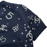 シャネル CHANEL ココマーククローバー半袖ニットセーター P74637 ネイビー カシミヤ レディース セーター