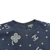 シャネル CHANEL ココマーククローバー半袖ニットセーター P74637 ネイビー カシミヤ レディース セーター