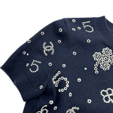 シャネル CHANEL ココマーククローバー半袖ニットセーター P74637 ネイビー カシミヤ レディース セーター