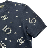 シャネル CHANEL ココマーククローバー半袖ニットセーター P74637 ネイビー カシミヤ レディース セーター