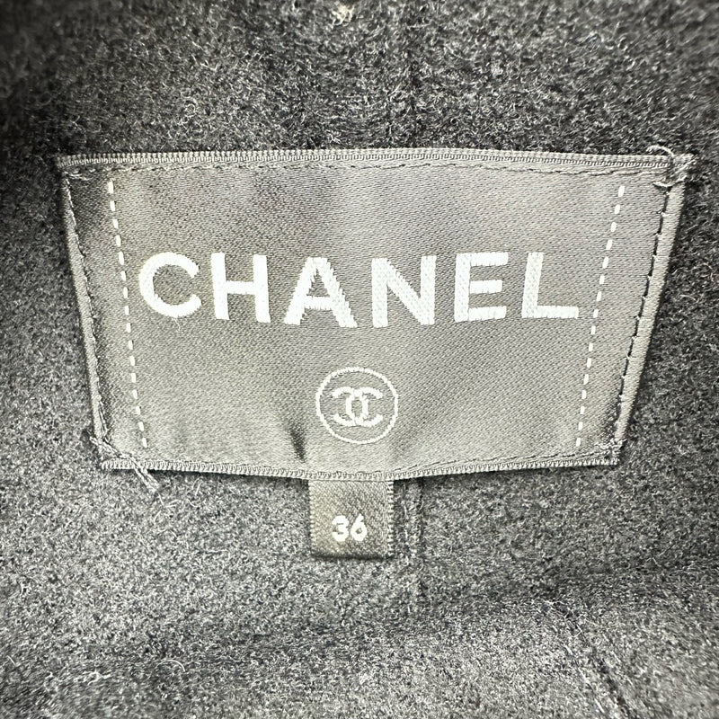 シャネル CHANEL ココマークボタン装飾コート P78006 ブラック ウール