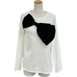 クリスチャン・ディオール Christian Dior ビッグリボン装飾長袖Tシャツ 4SBM13TEEH ホワイト コットン レディース 長袖Ｔシャツ