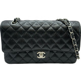シャネル CHANEL マトラッセ25 A01112 31番台 ブラック シルバー金具 キャビアスキン レディース ショルダーバッグ