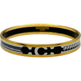 エルメス HERMES エマイユPM ブラック/ホワイト ゴールド金具 七宝焼き/メタル アクセサリー