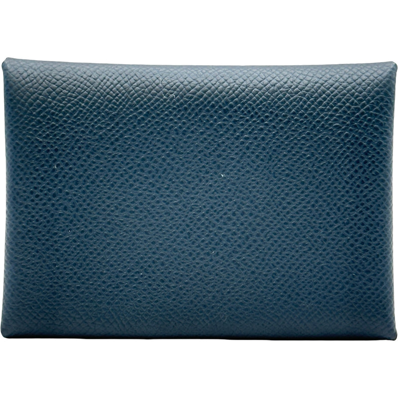 HERMES エルメス カルヴィカードケース ブルーグリーン 中古 エルメス HERMES カルヴィデュオ ヴェルソ W刻印 ブルードプリュス