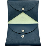 エルメス HERMES カルヴィデュオ ヴェルソ W刻印 ブルードプリュス/ヴェールフィズ シルバー金具 エプソン メンズ カードケース