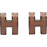 エルメス HERMES ポップHミニピアス ローズドラジェ シルバー金具 エナメル・メタル アクセサリー