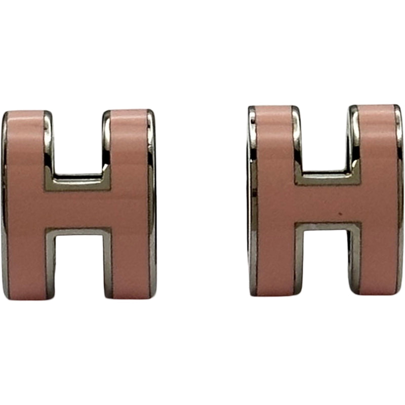 エルメス HERMES ポップHミニピアス ローズドラジェ シルバー金具