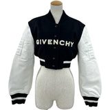 ジバンシィ GIVENCHY クロップドレザー切替バーシティジャケット BW00JU611V ブラック ウール レディース その他アウター