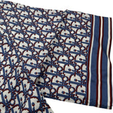 クリスチャン・ディオール Christian Dior オブリーク総柄オープンカラー半袖シャツ 113C519A4751 ブルー シルク メンズ 半袖シャツ