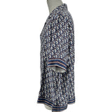 クリスチャン・ディオール Christian Dior オブリーク総柄オープンカラー半袖シャツ 113C519A4751 ブルー シルク メンズ 半袖シャツ
