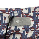 クリスチャン・ディオール Christian Dior オブリーク総柄オープンカラー半袖シャツ 113C519A4751 ブルー シルク メンズ 半袖シャツ