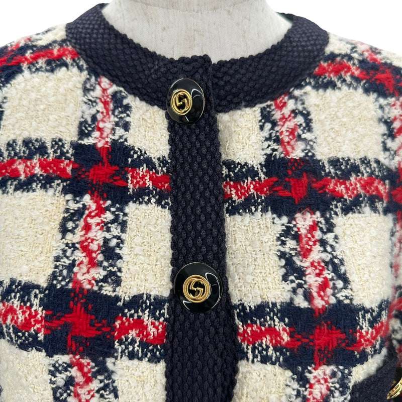 グッチ GUCCI GGボタンノーカラーツイードコート 660820 アイボリー