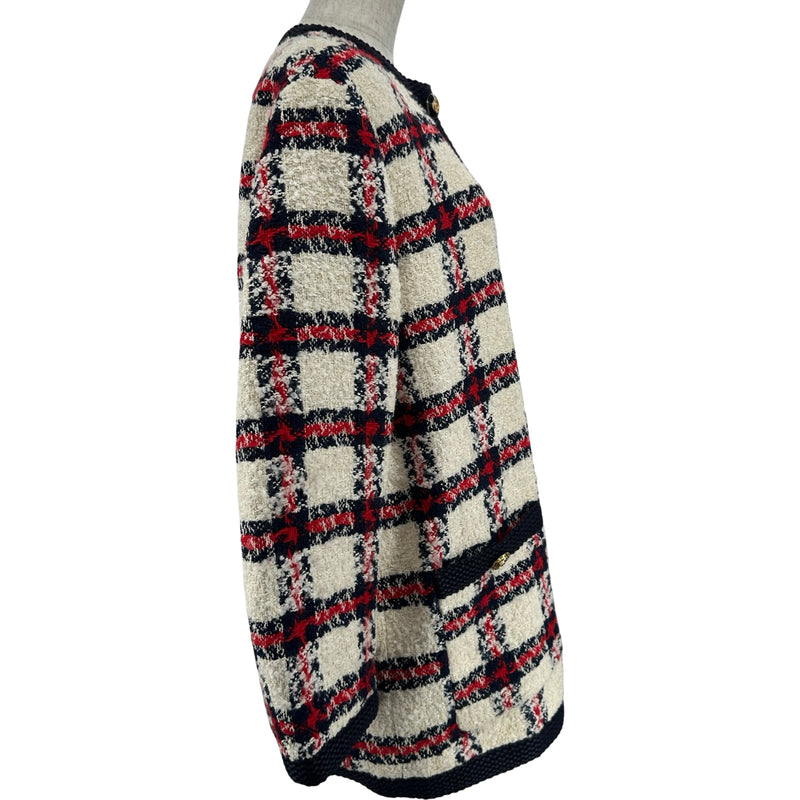 GUCCI GGツイード ロゴモノグラム ボタンコート グッチ GUCCI GGボタンノーカラーツイードコート 660820 アイボリー