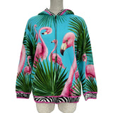 ドルチェ＆ガッバーナ Dolce & Gabbana フラミンゴジップフーディー L4SW13 ブルー コットン レディース パーカー