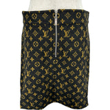 ルイ・ヴィトン LOUIS VUITTON モノグラムイディールウールシルクミニスカート FHSK08 ブラウン ウール レディース ミニスカート